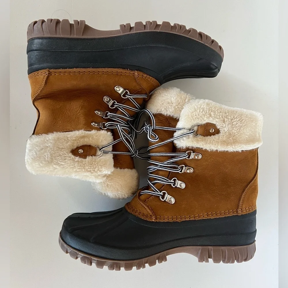 J.Crew Perfect Winter Boots with Sherpa in Pecan Camel, size 10M